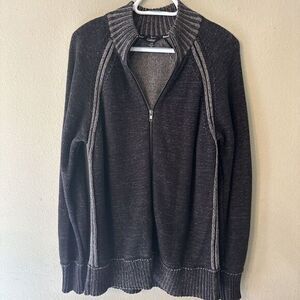 GUESS Men's Black Full Zip Woven Knit Jacket‎ Size Large Wool Blend